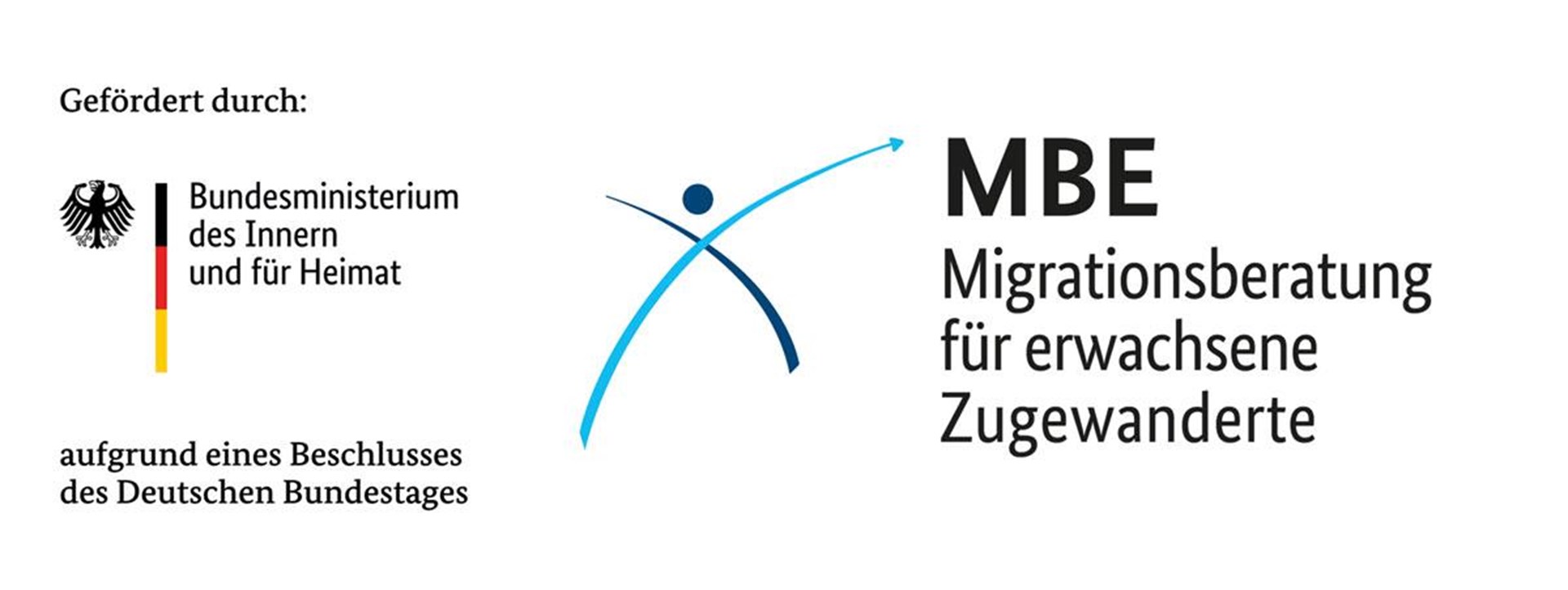 Logos der Migrationsberatung für erwachsene Zugewanderte und des Bundesministerium des Inneren